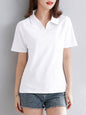 Women's Cotton Short Sleeve Polo Shirt - Comfortable Casual Top