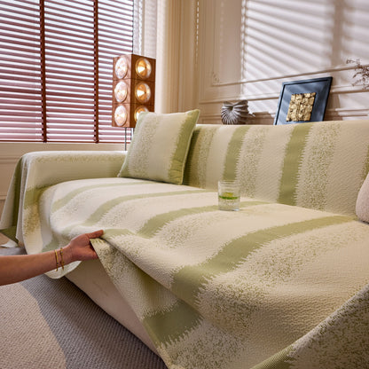Modern Striped Couch Protector Blanket, Furniture Slipcover for L Shaped Sectionals