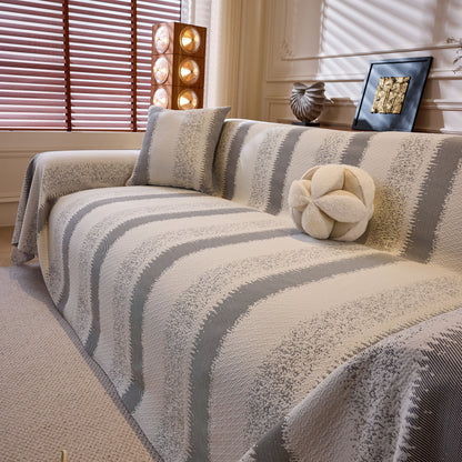 Modern Striped Couch Protector Blanket, Furniture Slipcover for L Shaped Sectionals