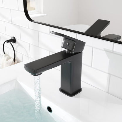 Eviva Lux Single-Handle Waterfall Single-Hole Bathroom Faucet with Deckplate Included in Matte Black
