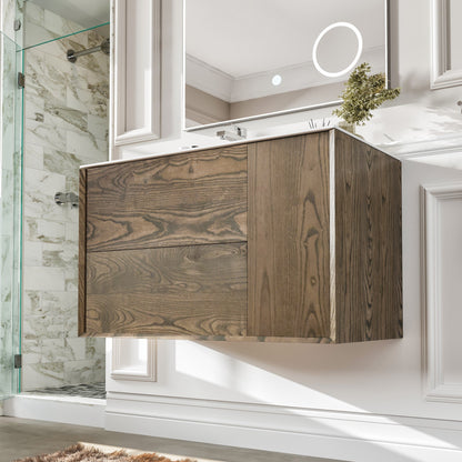 Eviva Ciocco Wall Mount Bath Vanity with Solid Surface Top and Integrated Sink