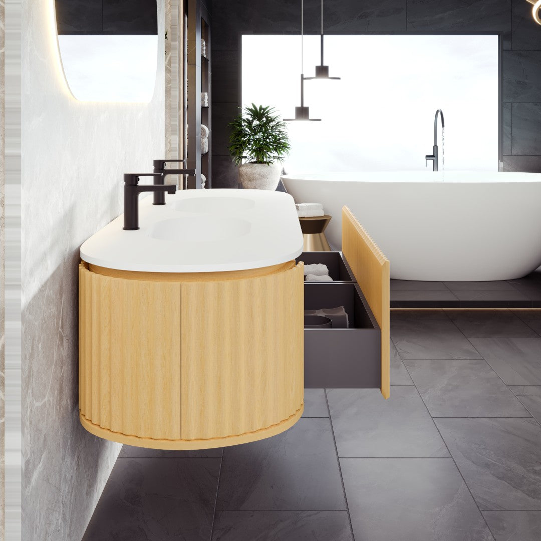 Eviva Haven Wall Mount Bath Vanity with Solid Surface Top and Integrated Sink (39"-71")