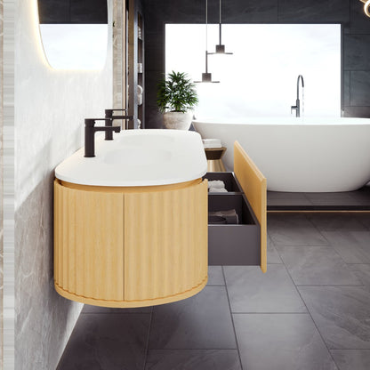 Eviva Haven Wall Mount Bath Vanity with Solid Surface Top and Integrated Sink (39"-71")