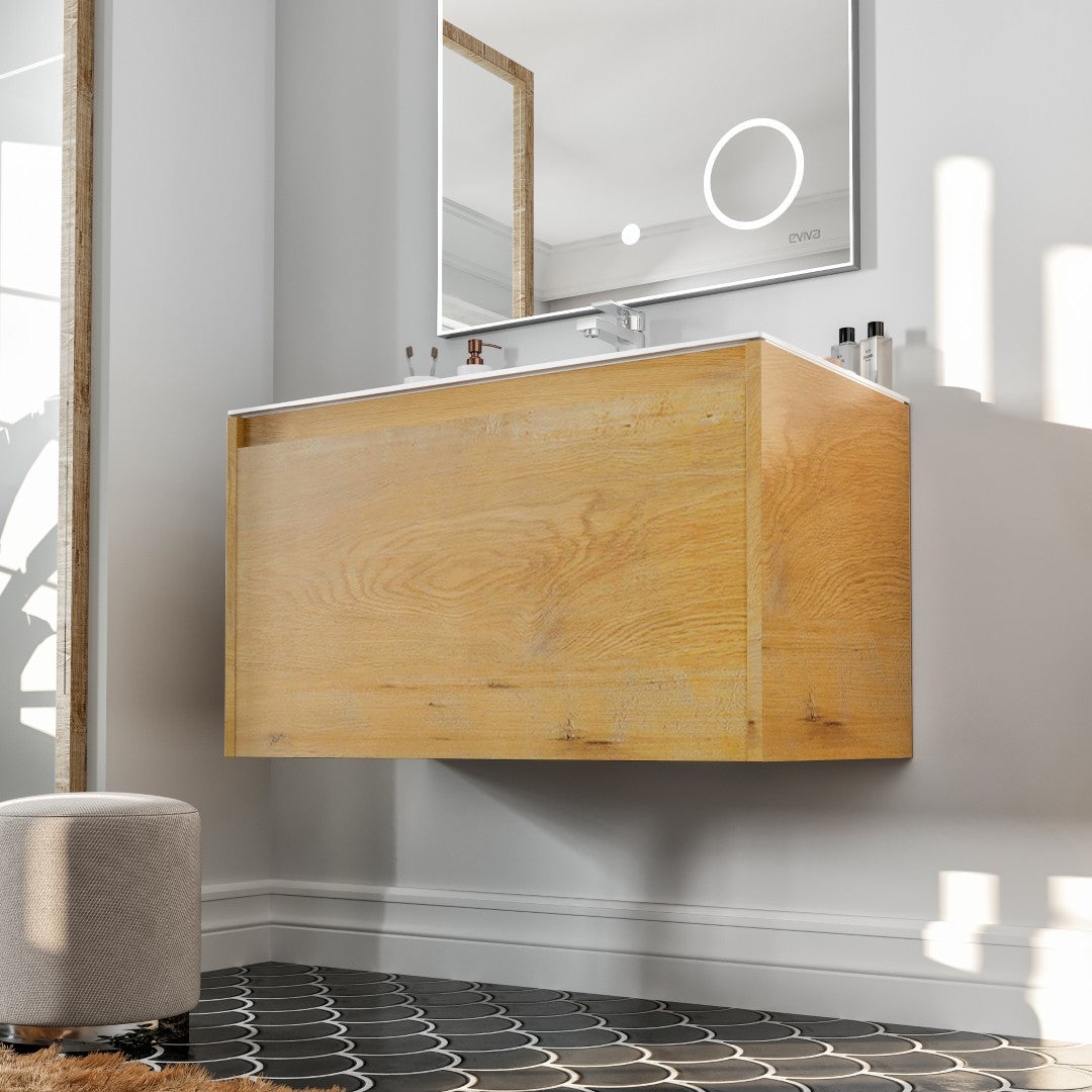 Eviva Madeira Wall Mount Bath Vanity with Acrylic Top and Integrated Sink (20"-48")