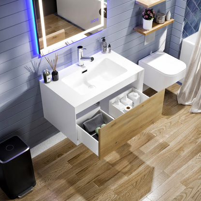 Eviva Venice Wall Mount Bath Vanity with Acrylic Top and Integrated Sink