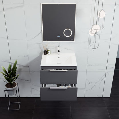 Eviva Galsaky Wall Mount Bath Vanity with Porcelain Top and Integrated Sink (24"-32")