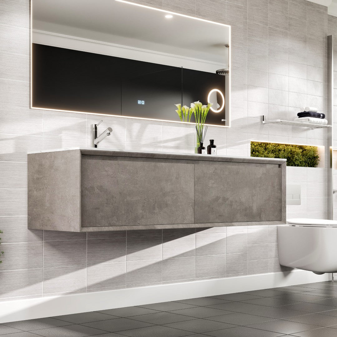 Eviva Aurora Wall Mount Bath Vanity with Carrara Quartz Top and Undermount Porcelain Sink (36"-60")