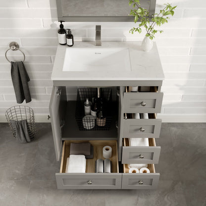Eviva Happy Bath Vanity with Carrara Quartz Top and Undermount Porcelain Sink (24"-30")