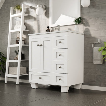 Eviva Happy Bath Vanity with Carrara Quartz Top and Undermount Porcelain Sink (24"-30")