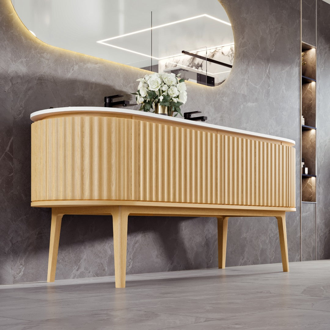 Eviva Haven Wall Mount Bath Vanity with Solid Surface Top and Integrated Sink (39"-71")