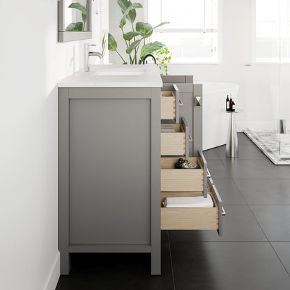 Eviva London Bath Vanity with Carrara Quartz Top and Undermount Porcelain Sink (20"-60")