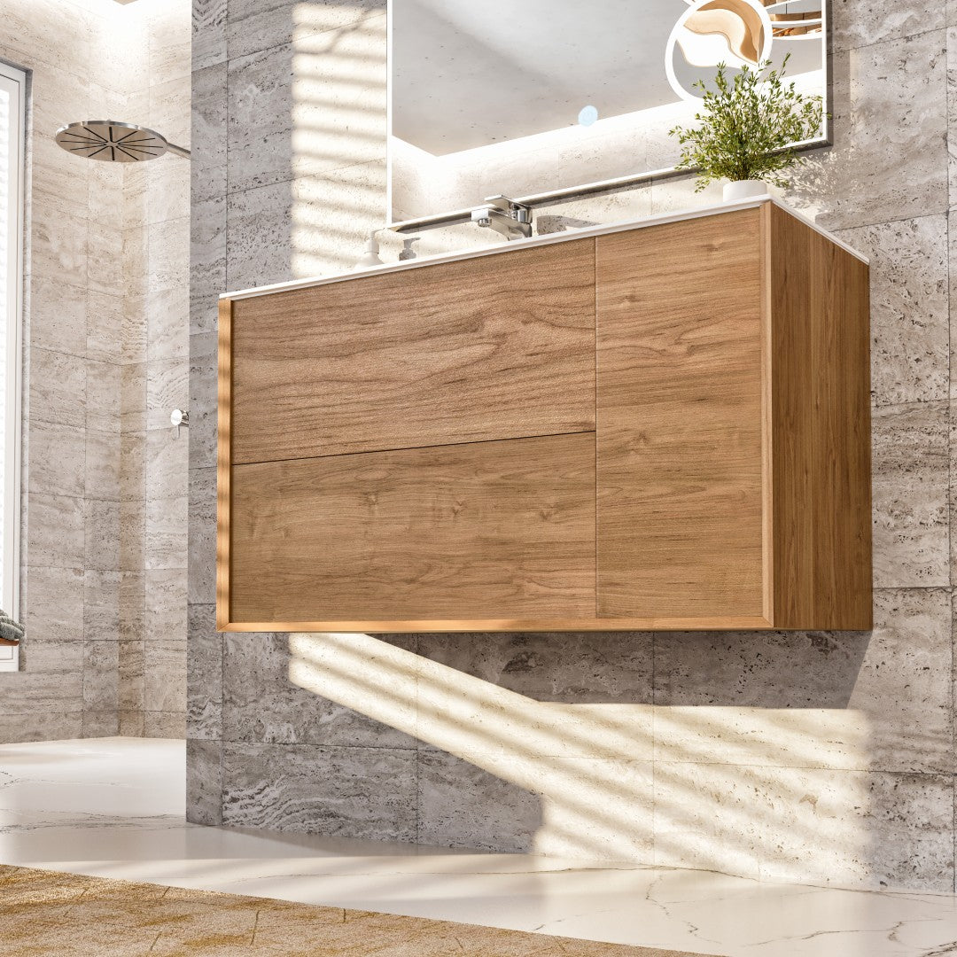 Eviva Prancer Wall Mount Bath Vanity with Solid Surface Top and Integrated Sink
