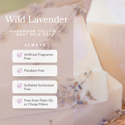 Wild Lavender Handmade Tallow and Goat Milk Soap Bar