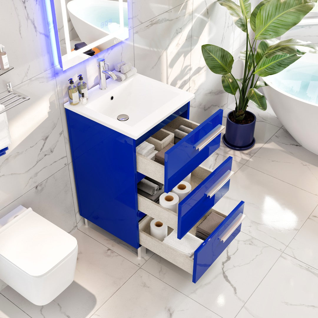 Eviva Deluxe Bath Vanity with Porcelain Top and Integrated Sink (20"-32")