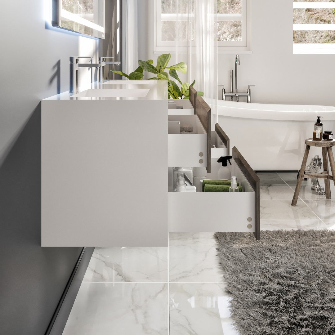 Eviva Vienna Wall Mount Bath Vanity with Acrylic Top and Integrated Sink (36"-75")