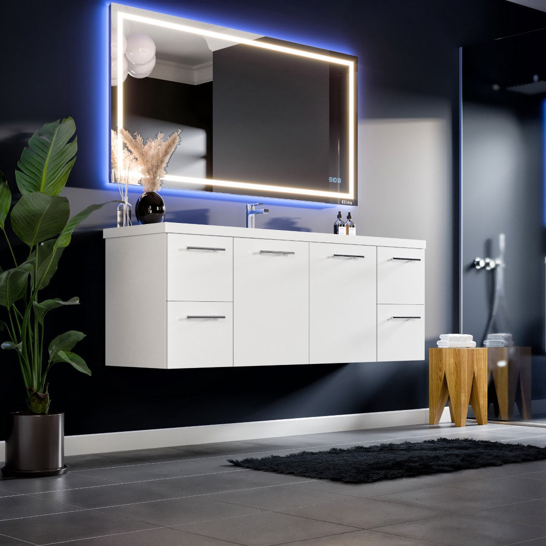 Eviva Axel Wall Mount Bath Vanity with Acrylic Top and Integrated Sink