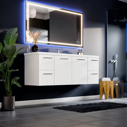 Eviva Axel Wall Mount Bath Vanity with Acrylic Top and Integrated Sink