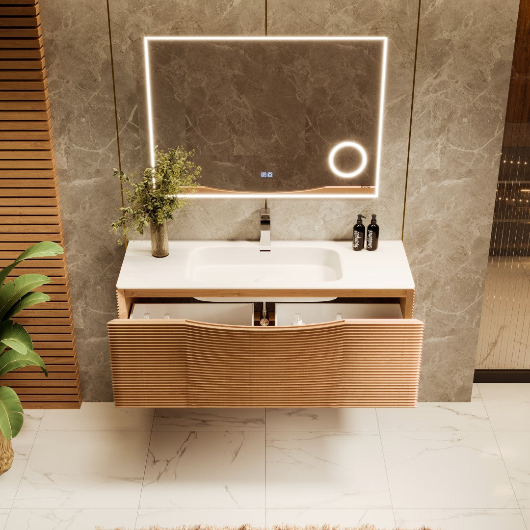Eviva Leah Wall Mount Bath Vanity with Solid Surface Top and Integrated Sink (32"-39")