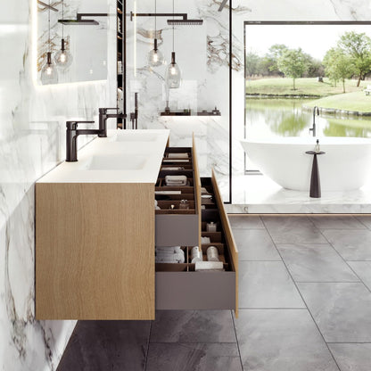 Eviva Lotus Wall Mount Bath Vanity with Solid Surface Top and Integrated Sink (30"-71")