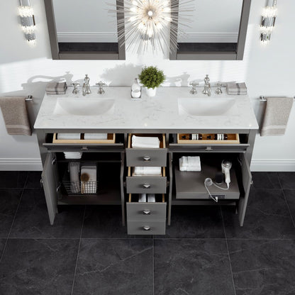 Eviva Artemis Bath Vanity with Engineered Stone Top & Undermount Porcelain Sink (42"-72")
