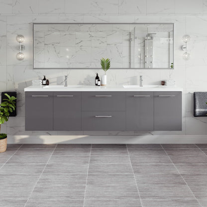 Eviva Lumina Wall Mount Bath Vanity with Acrylic Top and Integrated Sinks