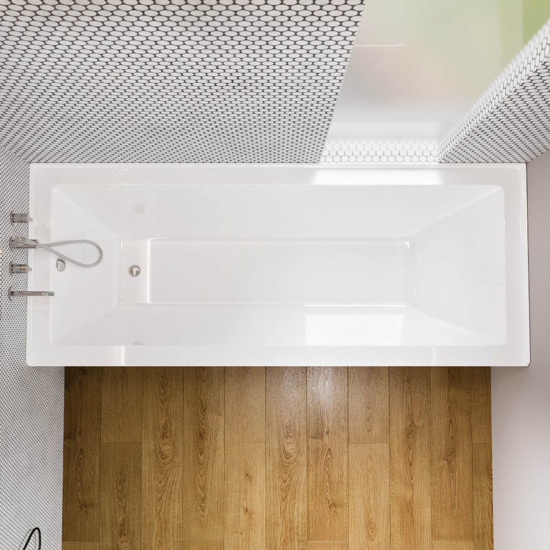 Eviva Nova 60" Glossy White Rectangle Acrylic Alcove Bathtub