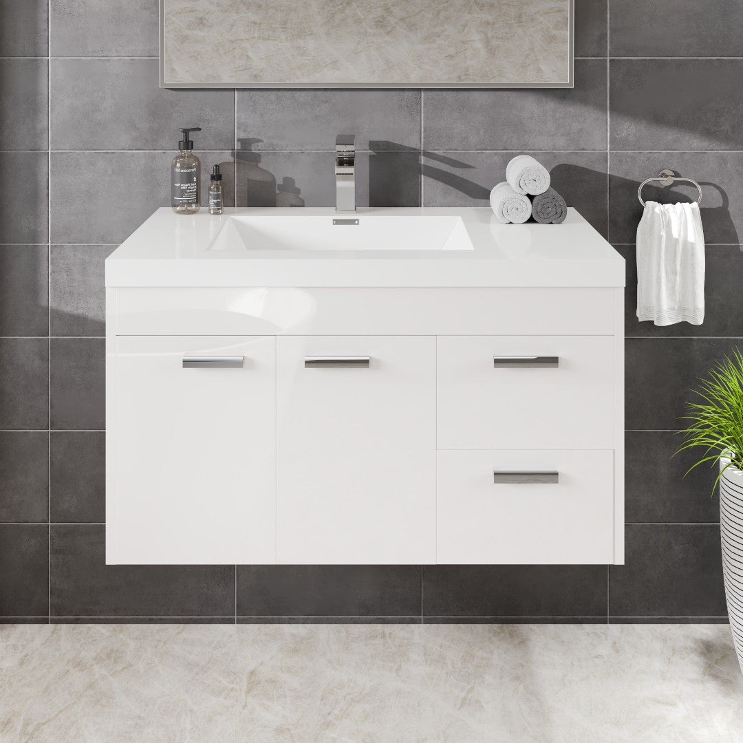 Eviva Lugano Bath Vanity with Acrylic Top and Integrated Sink (24"-84")