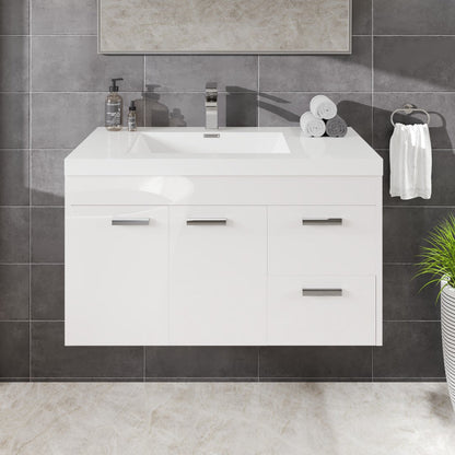 Eviva Lugano Bath Vanity with Acrylic Top and Integrated Sink (24"-84")