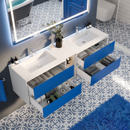 Eviva Vienna Wall Mount Bath Vanity with Acrylic Top and Integrated Sink (36"-75")