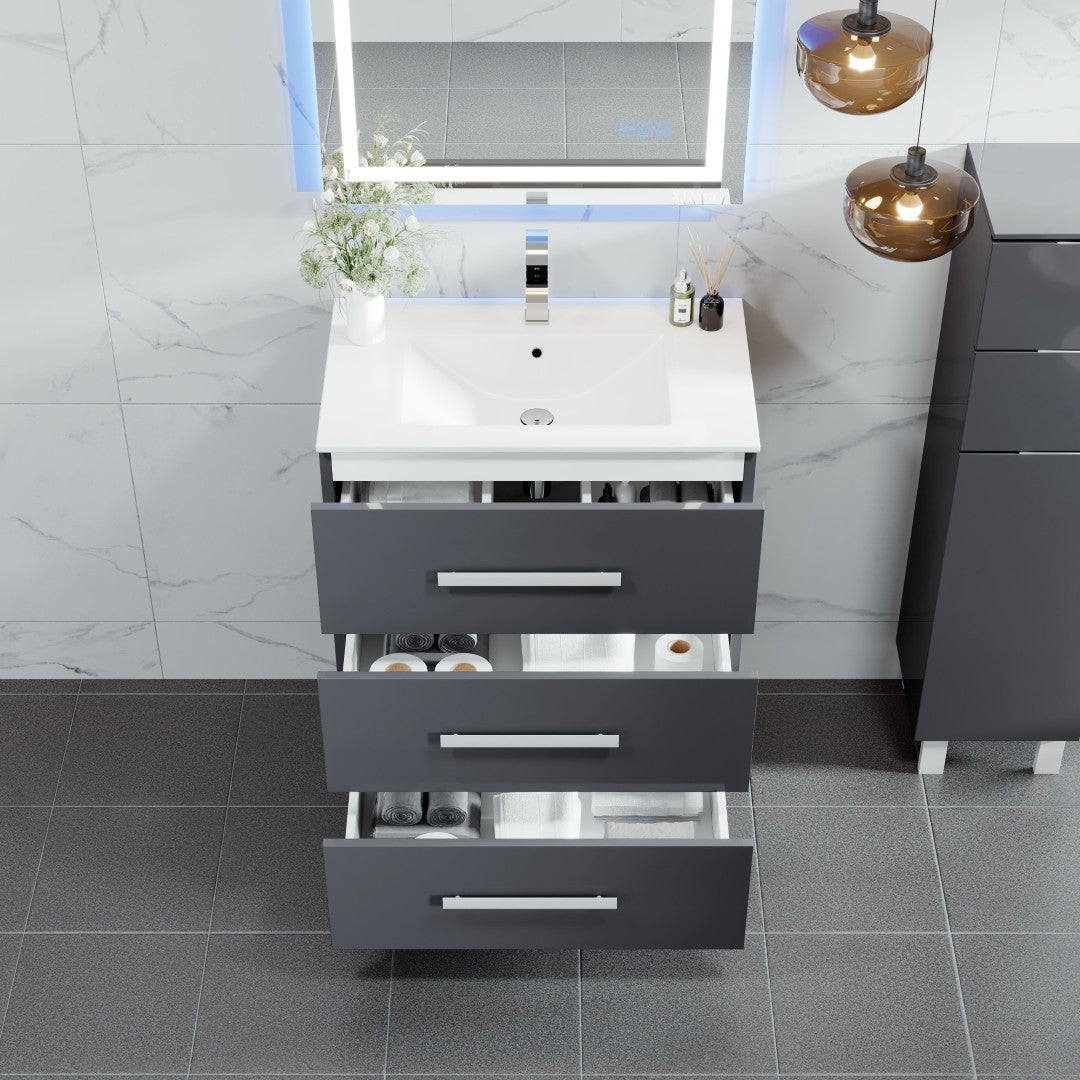 Eviva Libra Bath Vanity with Porcelain Top and Integrated Sink