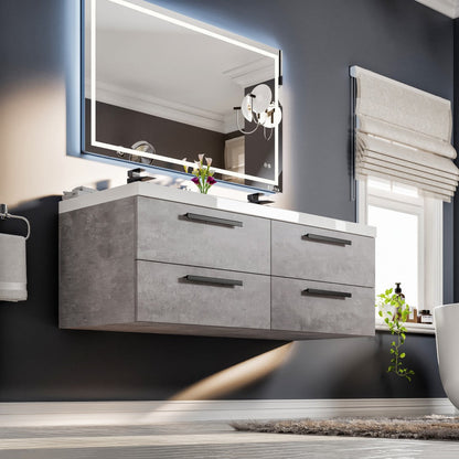 Eviva Surf Wall Mount Bath Vanity with Acrylic Top and Integrated Sink (36"-57")