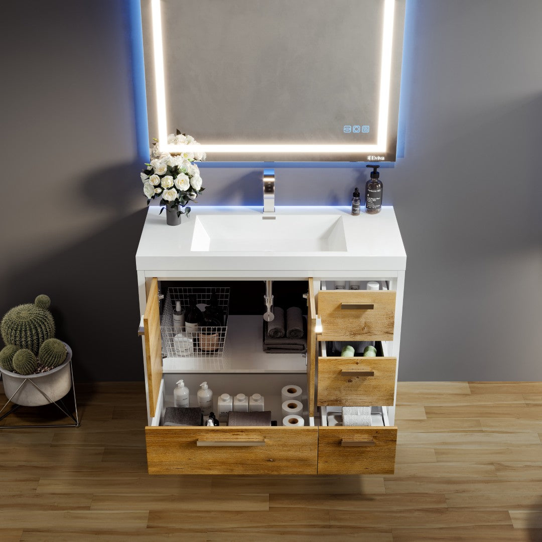 Eviva Grace Bath Vanity with Acrylic Top and Integrated Sink (24"-48")