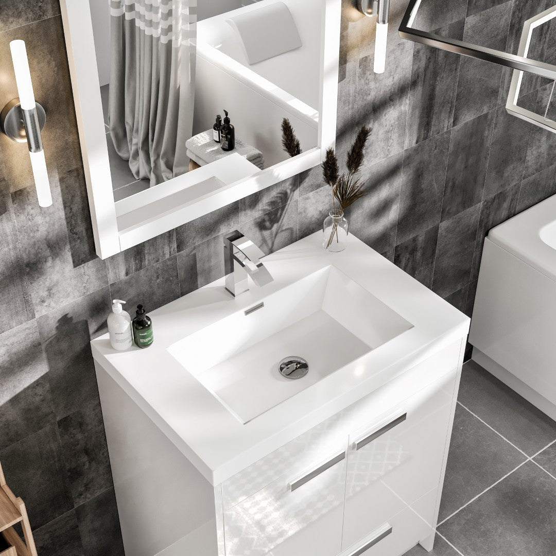 Eviva Lugano Bath Vanity with Acrylic Top and Integrated Sink (24"-84")