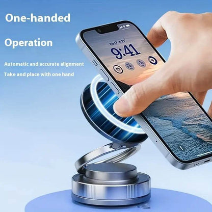 360° Magnetic Car Phone Mount with Foldable Adjustable Suction Design