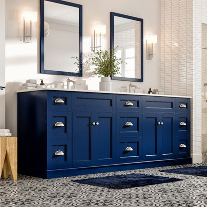 Eviva Epic Bath Vanity with Carrara Quartz Top and Undermount Porcelain Sinks (48"-100")