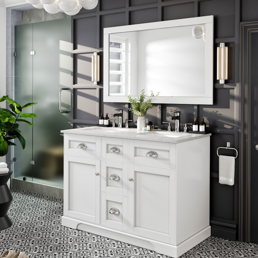 Eviva Aberdeen 72" x 30" Rectangular White Wooden Framed Mirror