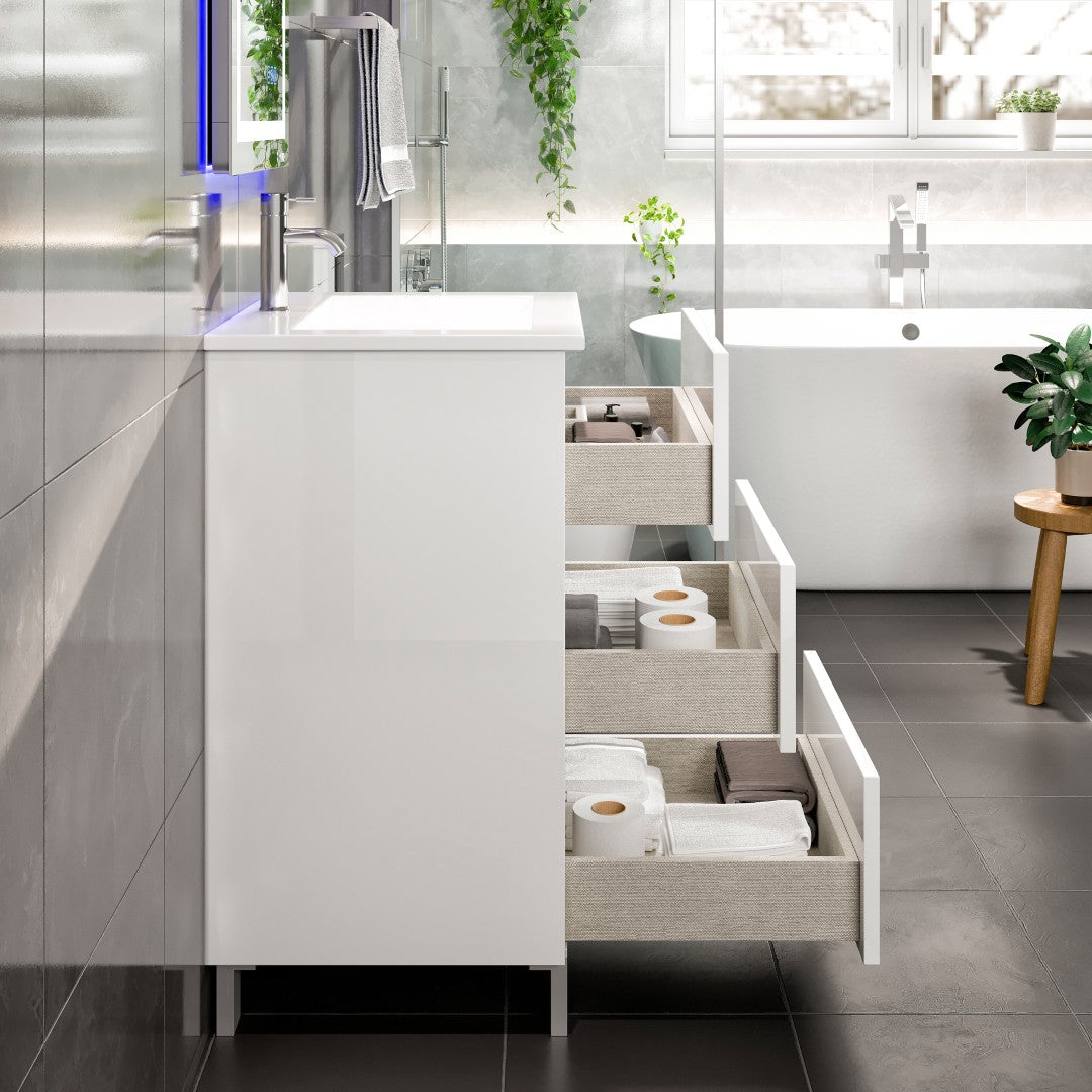Eviva Deluxe Bath Vanity with Porcelain Top and Integrated Sink (20"-32")