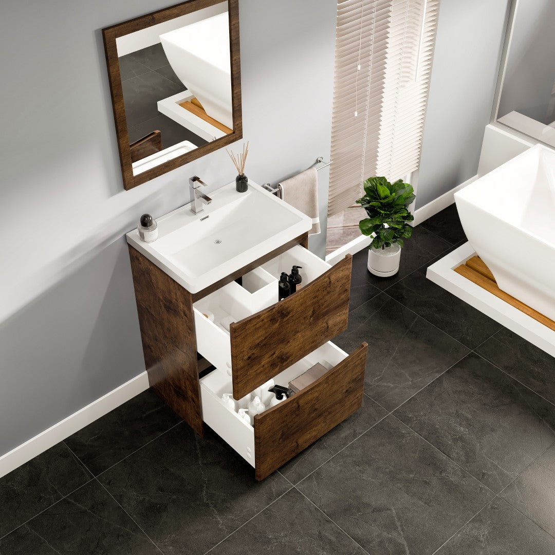 Eviva Smile Bath Vanity with Acrylic Top and Integrated Sink (24"-48")