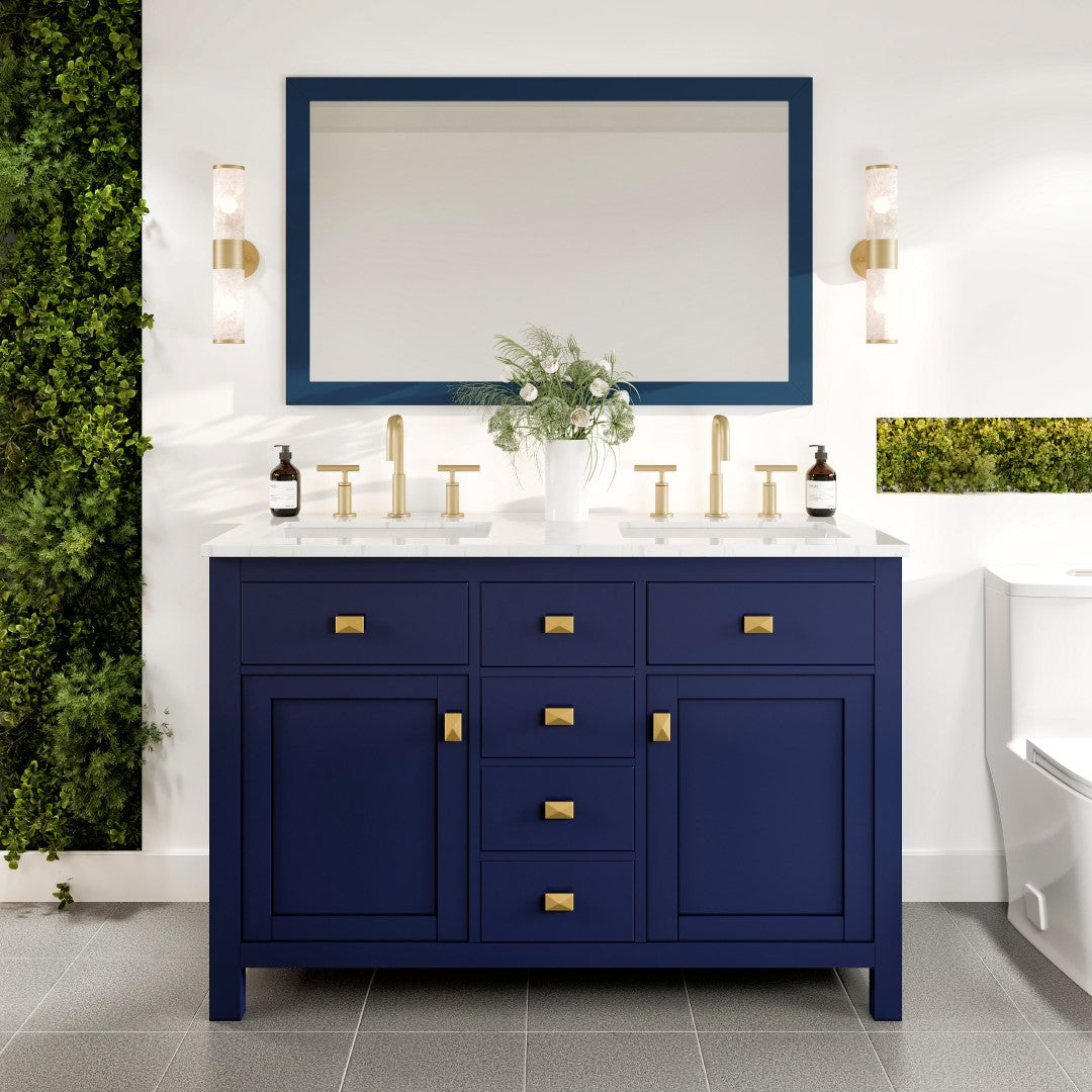 Eviva Acclaim 60" x 30" Rectangular Blue Wooden Framed Mirror