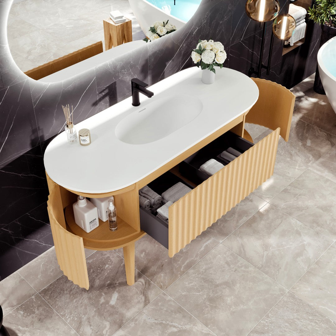 Eviva Haven Wall Mount Bath Vanity with Solid Surface Top and Integrated Sink (39"-71")