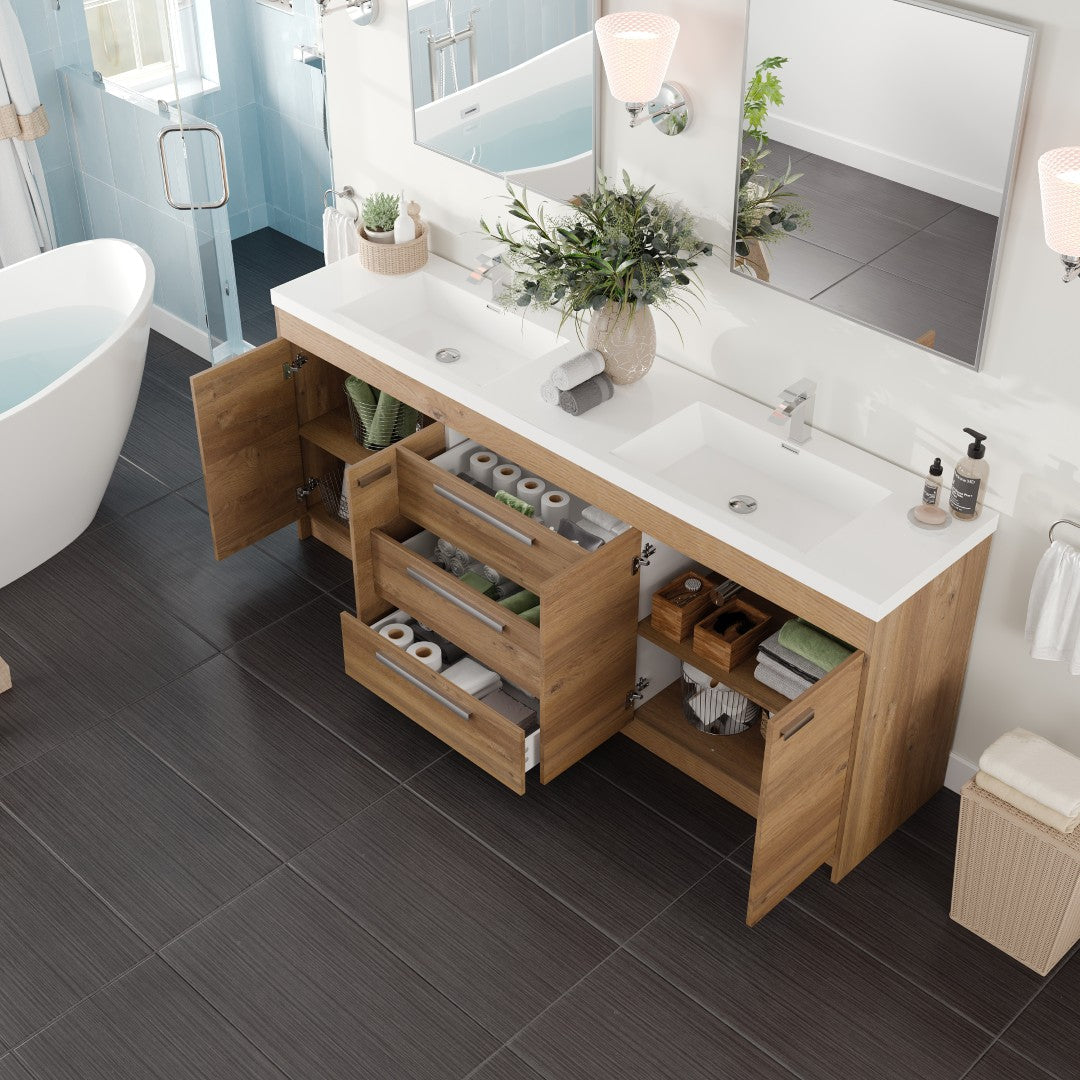 Eviva Lugano Bath Vanity with Acrylic Top and Integrated Sink (24"-84")