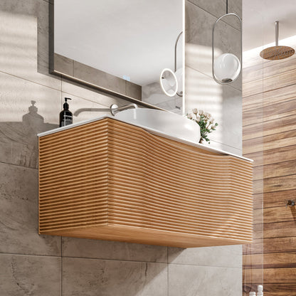 Eviva Leah Wall Mount Bath Vanity with Solid Surface Top and Integrated Sink (32"-39")