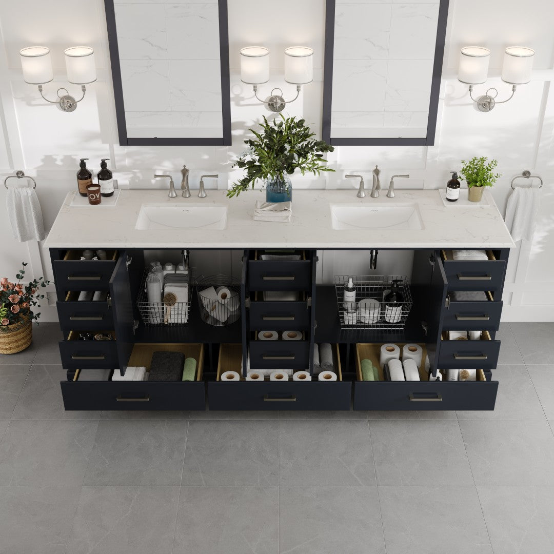 Eviva Storehouse Bath Vanity with  Counter Top and Undermount Porcelain Sinks