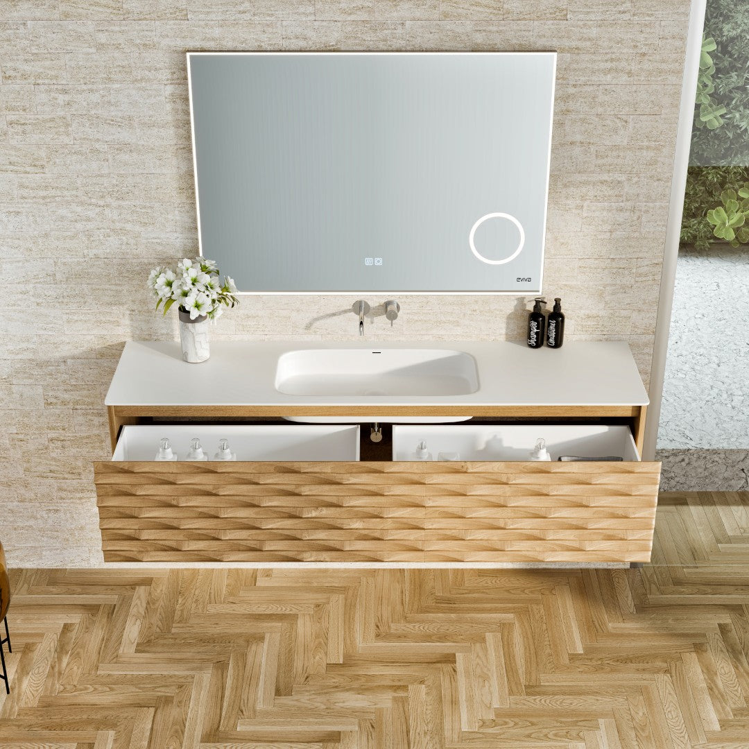 Eviva Oahu Wall Mount Bath Vanity with Solid Surface Top and Integrated Sink (32"-55")