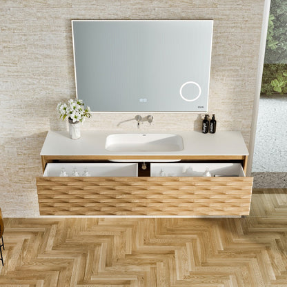 Eviva Oahu Wall Mount Bath Vanity with Solid Surface Top and Integrated Sink (32"-55")