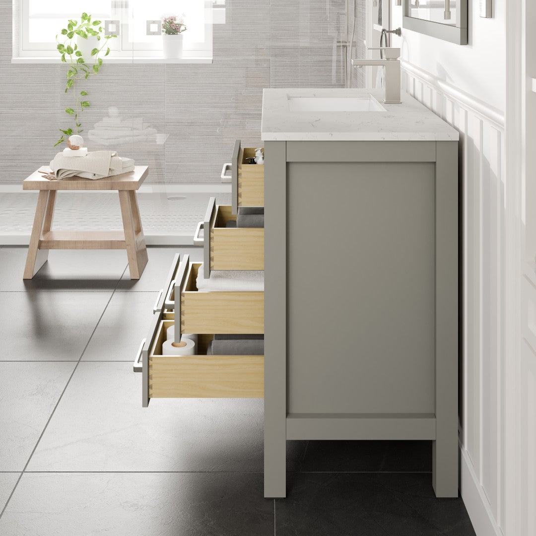 Eviva London Bath Vanity with Carrara Quartz Top and Undermount Porcelain Sink (20"-60")