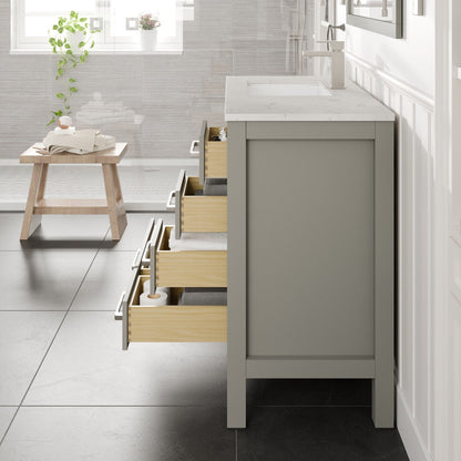Eviva London Bath Vanity with Carrara Quartz Top and Undermount Porcelain Sink (20"-60")