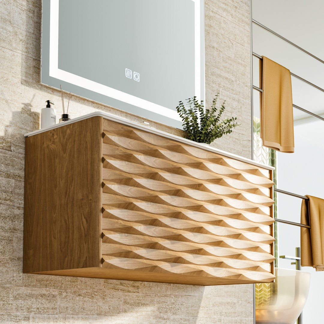 Eviva Oahu Wall Mount Bath Vanity with Solid Surface Top and Integrated Sink (32"-55")
