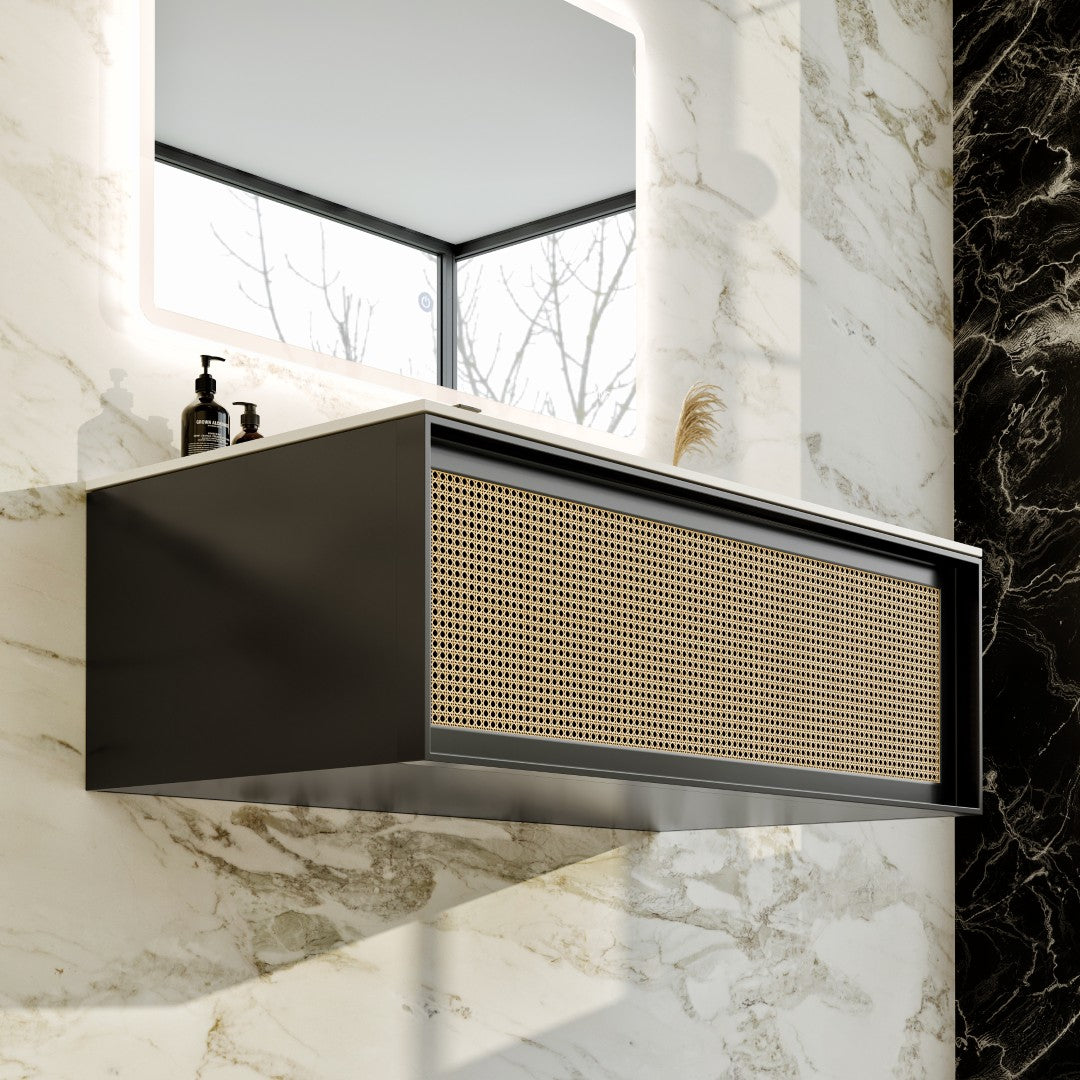 Eviva Nets Wall Mount Bath Vanity with Solid Surface Top and Integrated Sink (32"-44")
