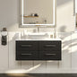 Eviva Wave Wall Mount Bath Vanity with White Quartz Top and Vessel Porcelain Sink (24"-72")